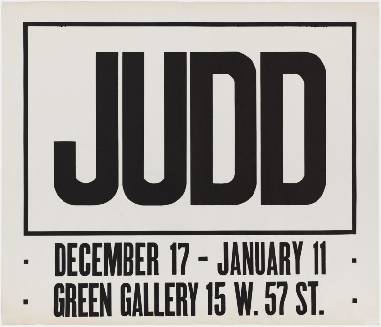 Don Judd Exhibition Poster, Green Gallery, 1963 | Judd Foundation